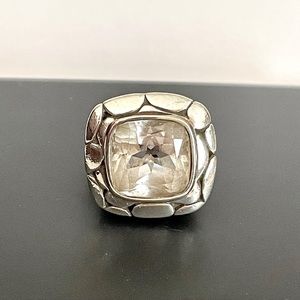 John Hardy Sterling Silver Large White Topaz Batu Kali Ring Size 6